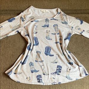 Blue Boot Print Women's Top